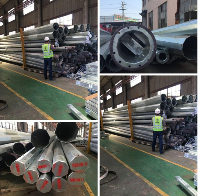 Custom Electric Steel Unitity Pole , Galvanised Power Pole Q345 Q235 GR65 6