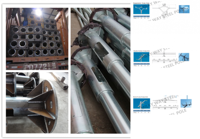 Custom Electric Steel Unitity Pole , Galvanised Power Pole Q345 Q235 GR65 7