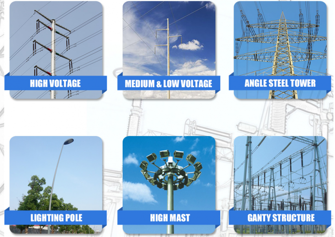 Asian Standard Hot Dip Galvanized Electrical Power Pole Embedded Ground Level 16