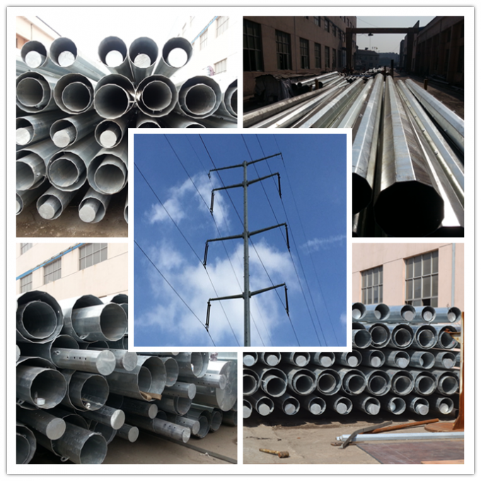 8M 6.5KN Breaking Load Steel Tubular Pole Q345 Hot Dip Galvanization 1