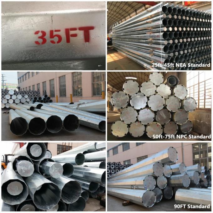 Low - Voltage 11.9m Power Transmission Poles For 69 Kv Transmission Line Project 0