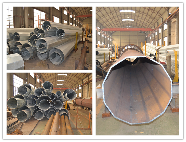 Transmission Line Longitudinal Steel Utility Poles Weld Galvanized Octagonal Mono Pole 1