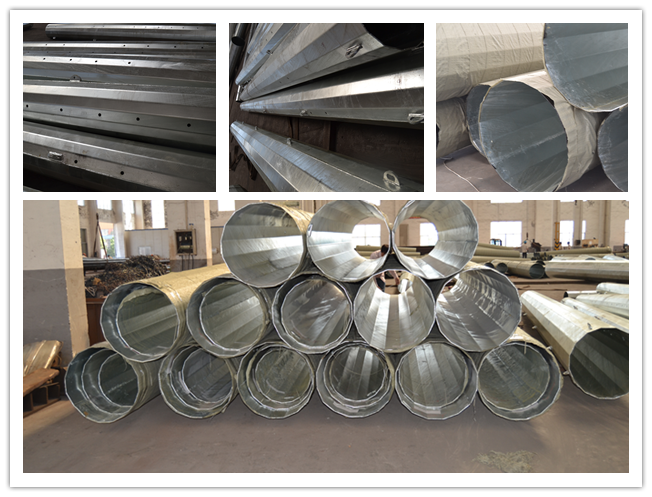 14m Conical Tubular Galvanized Steel Pole With 2.5m Length Cross Arm 0