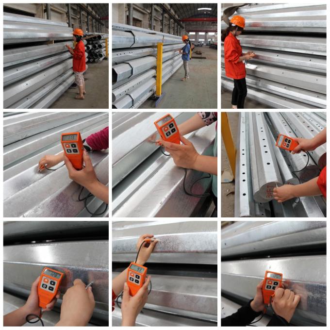 Power Transmission Line Steel Tubular Pole , Galvanized Steel Pole 1