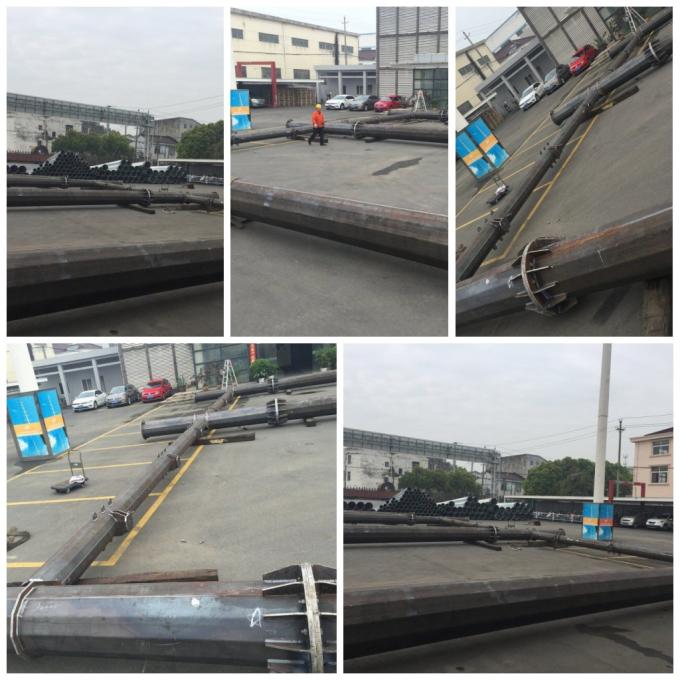 69KV Power Lines Galvanised Steel Tubular Electric Pole With Bitumen 0