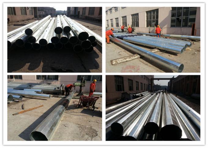 11 Kv Insolutors Steel Utility Poles , Hot Dip Galvanized Power Distribution Pole 1