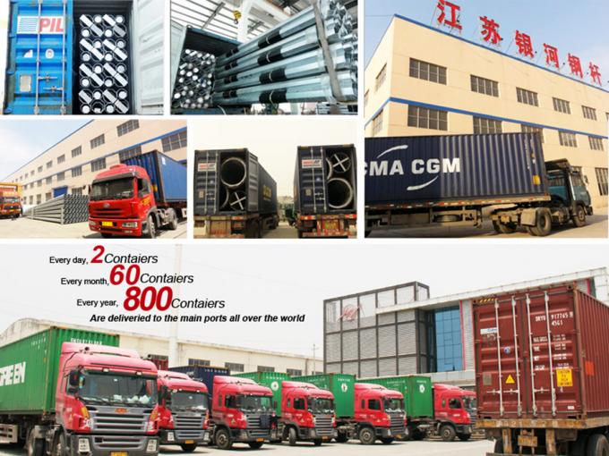 Iso 7.5m 1kn 3kn Steel Power Pole , Metal Utility Pole 0