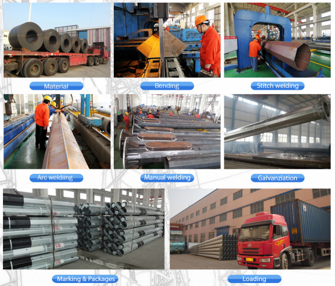 69kv 25ft 75ft Galvanized Steel Plate  Steel Power Pole for Electrical Power Transmission and Distribution 0