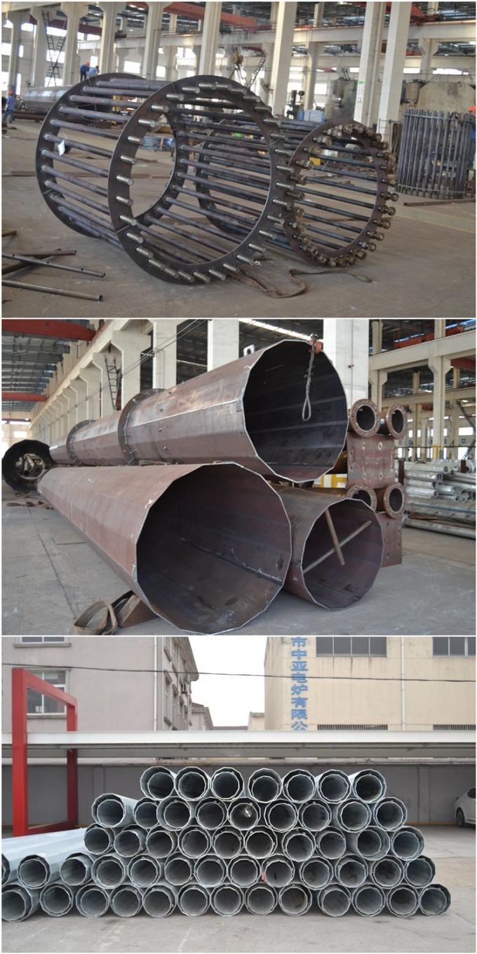 Q345 Q460 Galvanized Steel Pole With 160Km/H Max Wind Velocity 0