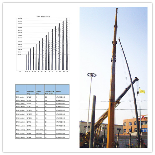 ASTM A 123 Steel Poles 10m 11.8m 13m 14m 20m 5-50KN For Construction 4