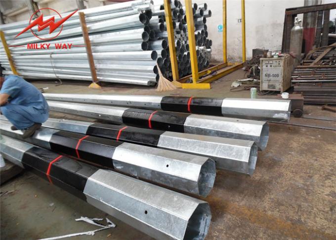 115KV 75Feet Tapered Round Steel Utility Power Poles / Galvanized Steel Pole 2