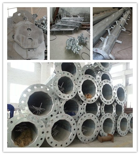 Tubular Telecommunication Monopole Transmission Tower With Powder Coating 1