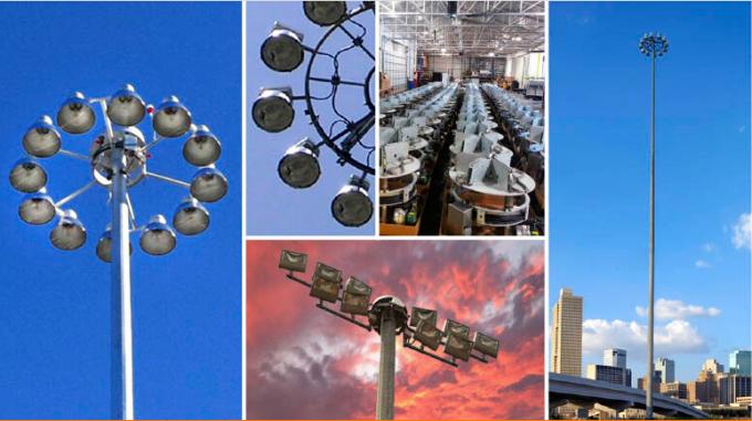 40 meters powder coating galvanized High Mast Pole with 300kg rasing system for airport area lighting 2