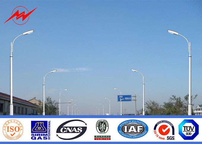 IP65 Hot Dip Galvanization Street Light Poles , Road Electric Light Pole 2